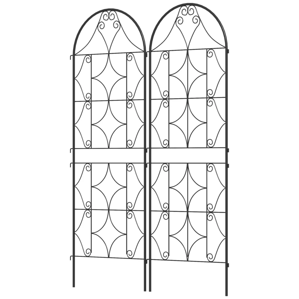 Outsunny grotelės metalinis 2 nerūdijančio plieno kopėtėlių rinkinys 50x150 cm sodo grotelės kambariniams augalams augalų grotelės pomidorams daržovėms gėlėms vijokliniams augalams juodos spalvos
