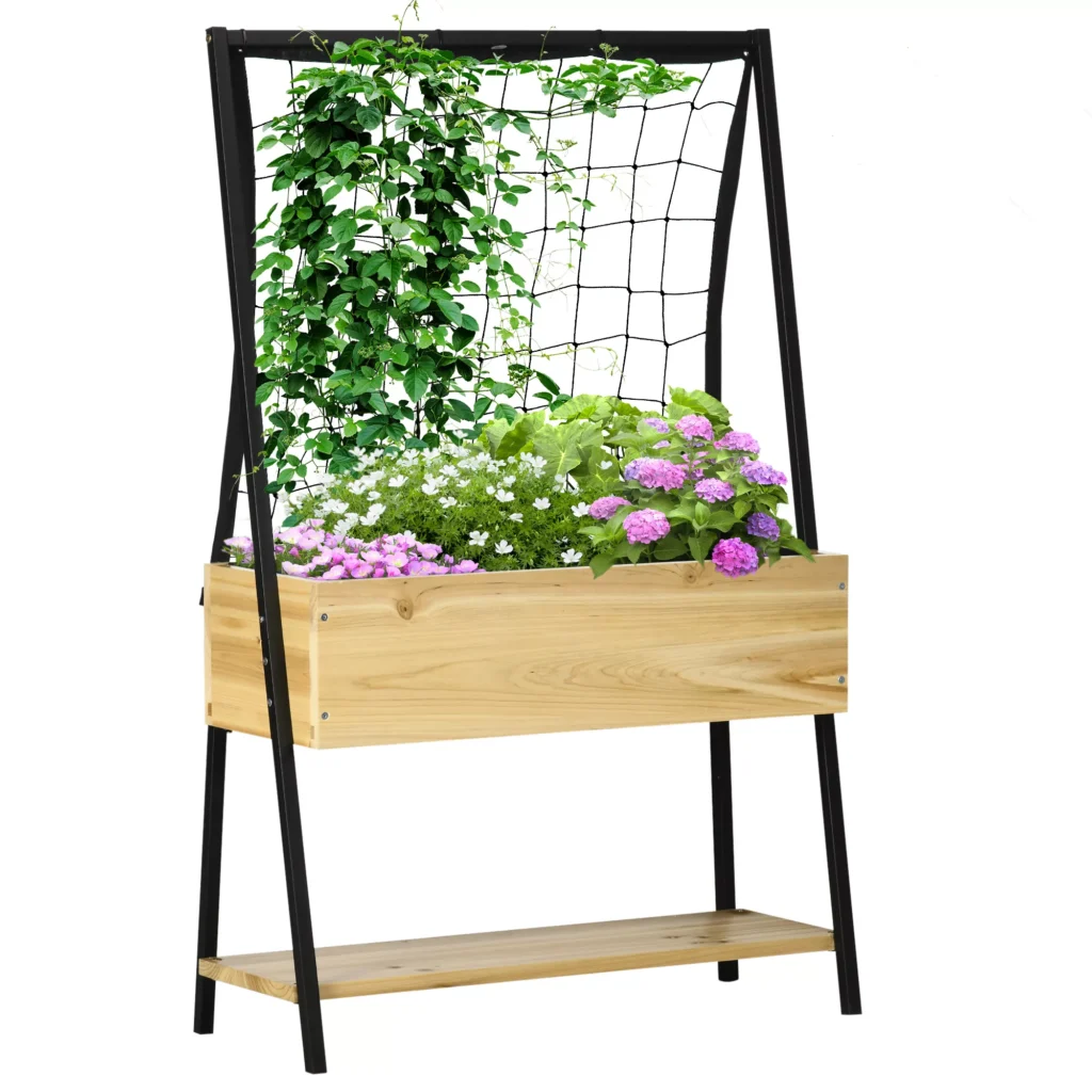 Pakeliama lysvė su lentyna ir atrama augalams 80x30x128cm