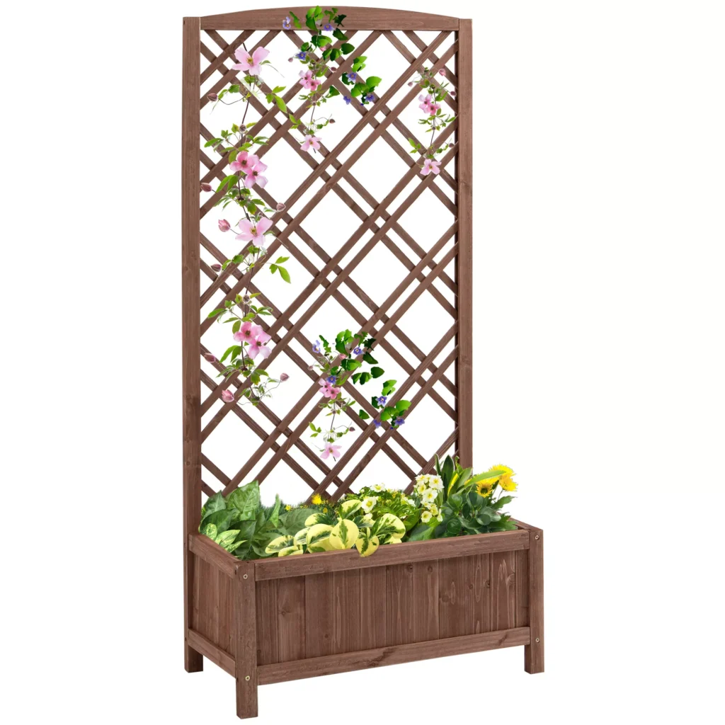 Gėlių vazonas su treliažu, atrama vijokliniams augalams 60 x 30 x 122,5 cm