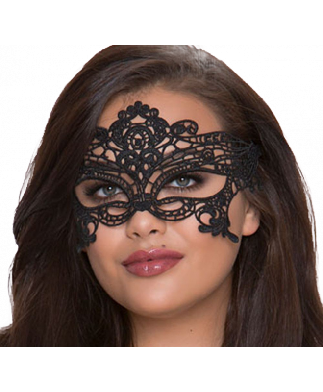 QUEEN LINGERIE - WIDE BLACK LACE MASK