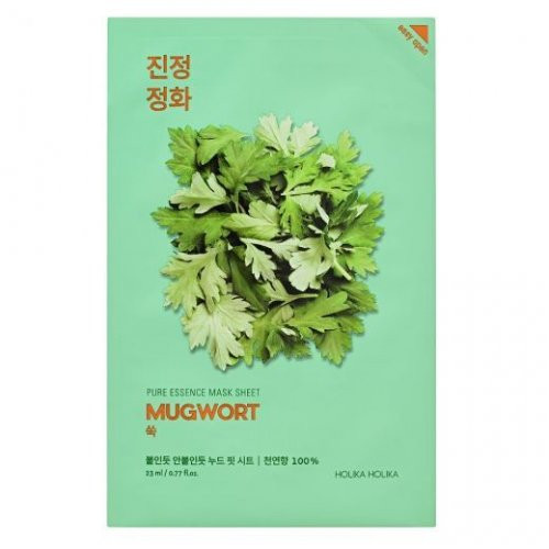 Holika Holika Pure Essence Mask Sheet Mugwort Lakštinė veido kaukė su paprastojo kiečio ekstraktu, 1 vnt.