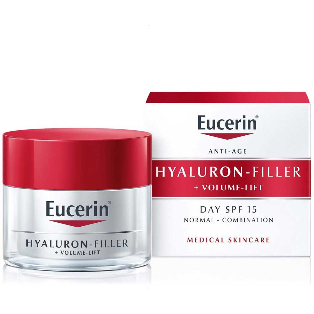 EUCERIN Hyaluron-Filler + Volume-Lift SPF 15 dieną kremas normali ir kombinuota oda 50 ml