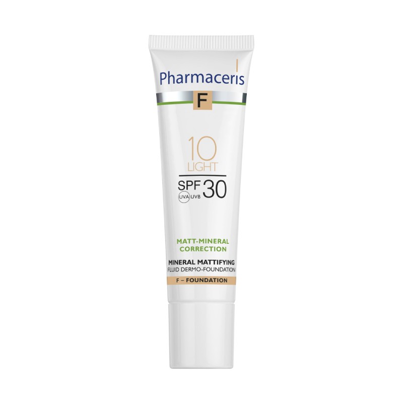 PHARMACERIS F SPF30 mineralinis matinis pagrindas 10 šviesus 30 ml