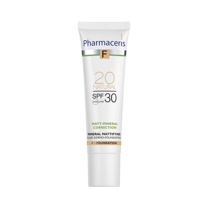 PHARMACERIS F Minerāls matinis SPF30 makiažo pagrindas 20 natural 30 ml