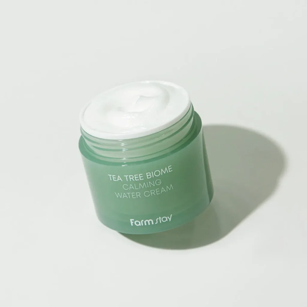 Farmstay Tea Tree Biome Calming Cream – raminamasis kremas su arbatmedžio ekstraktu