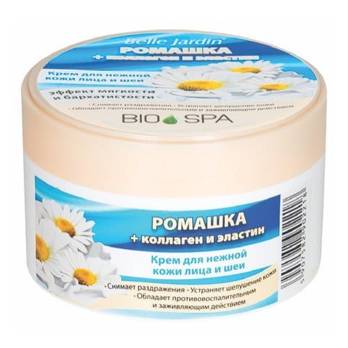 Veido ir kaklo kremas su ramunėlių ekstraktu, kolagenu ir elastinu BELLE JARDIN BIO SPA, 200 ml