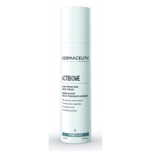 Dermaceutic Actibiome Acne-Prone Skin Night Cream Naktinis veido kremas aknės pažeistai odai, 40ml