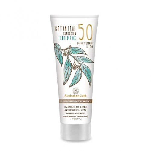 Australian Gold Botanical SPF50 Face Sunscreen Apsaugos nuo saulės BB kremas veidui su mineraliniais filtrais, Medium-Tan