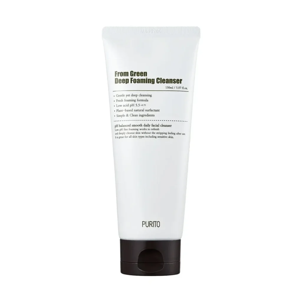 Purito Seoul From Green Deep Foaming Cleanser – drėkinantis ir švelnus veido prausiklis