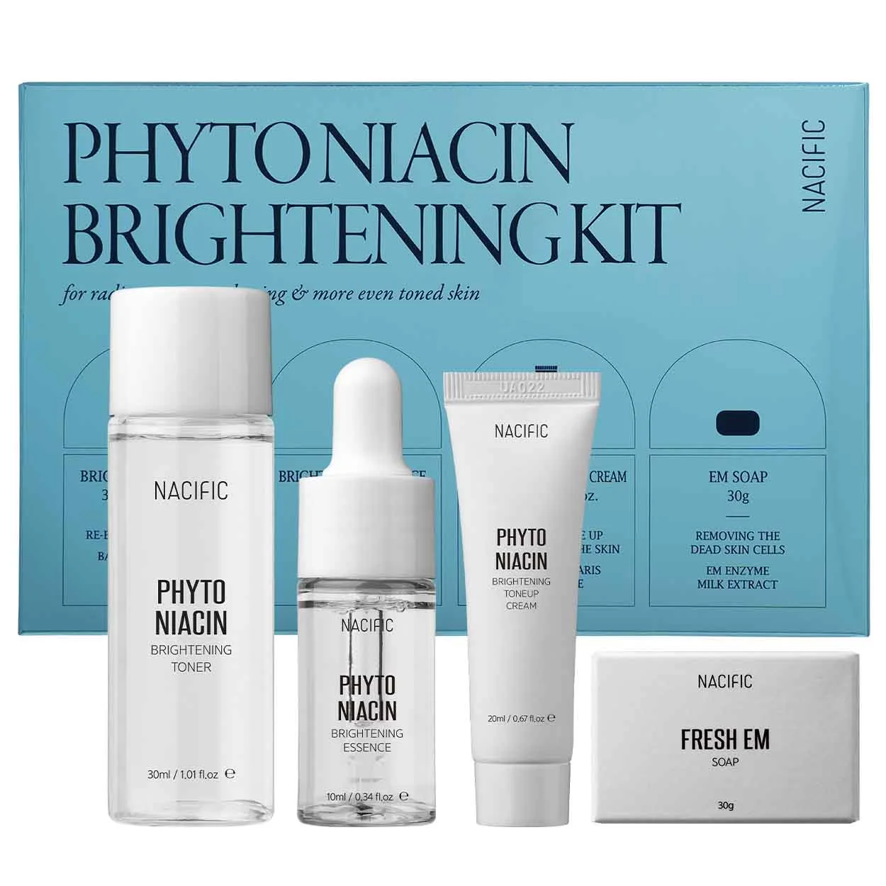 NACIFIC Phyto Niacin Brightening Kit, veido odą šviesinančių produktų rinkinys