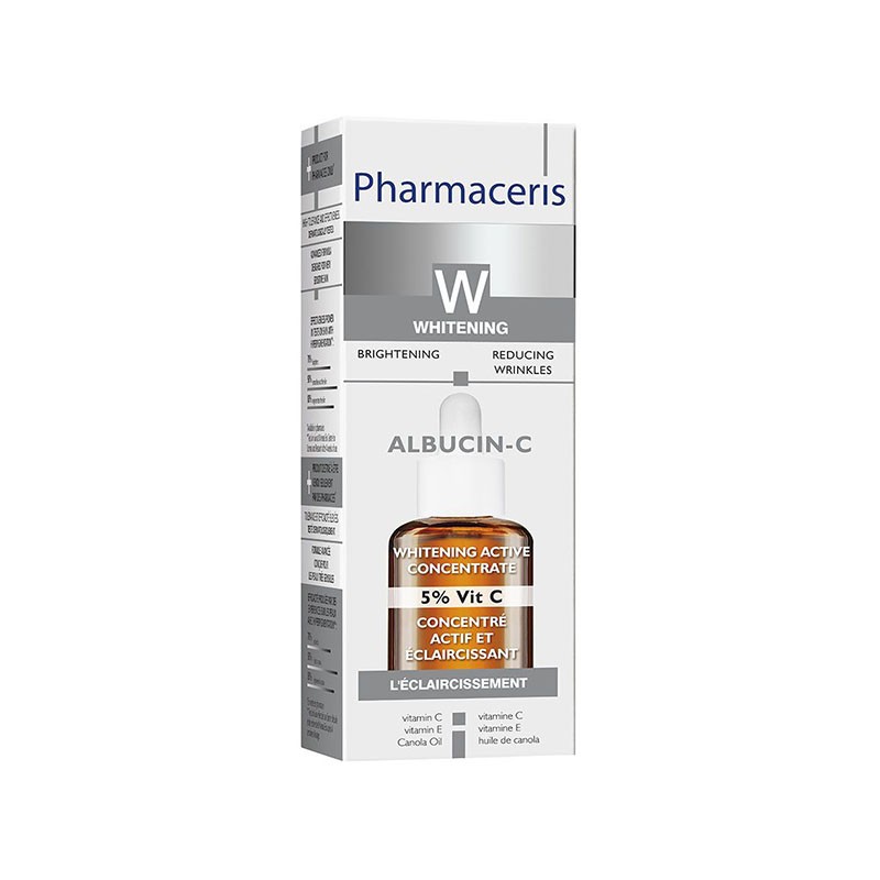 PHARMACERIS W Albucin-C 5% koncentruotas serumas balinantis pigmentaciją 30 ml