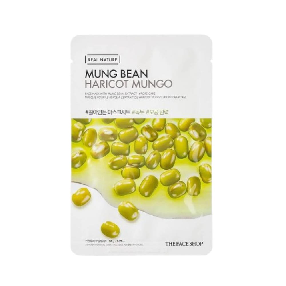 The Face Shop Real Nature Face Mask With Mung Bean Extract - Lakštinė Veido Kaukė Su Pupelių Ekstraktu