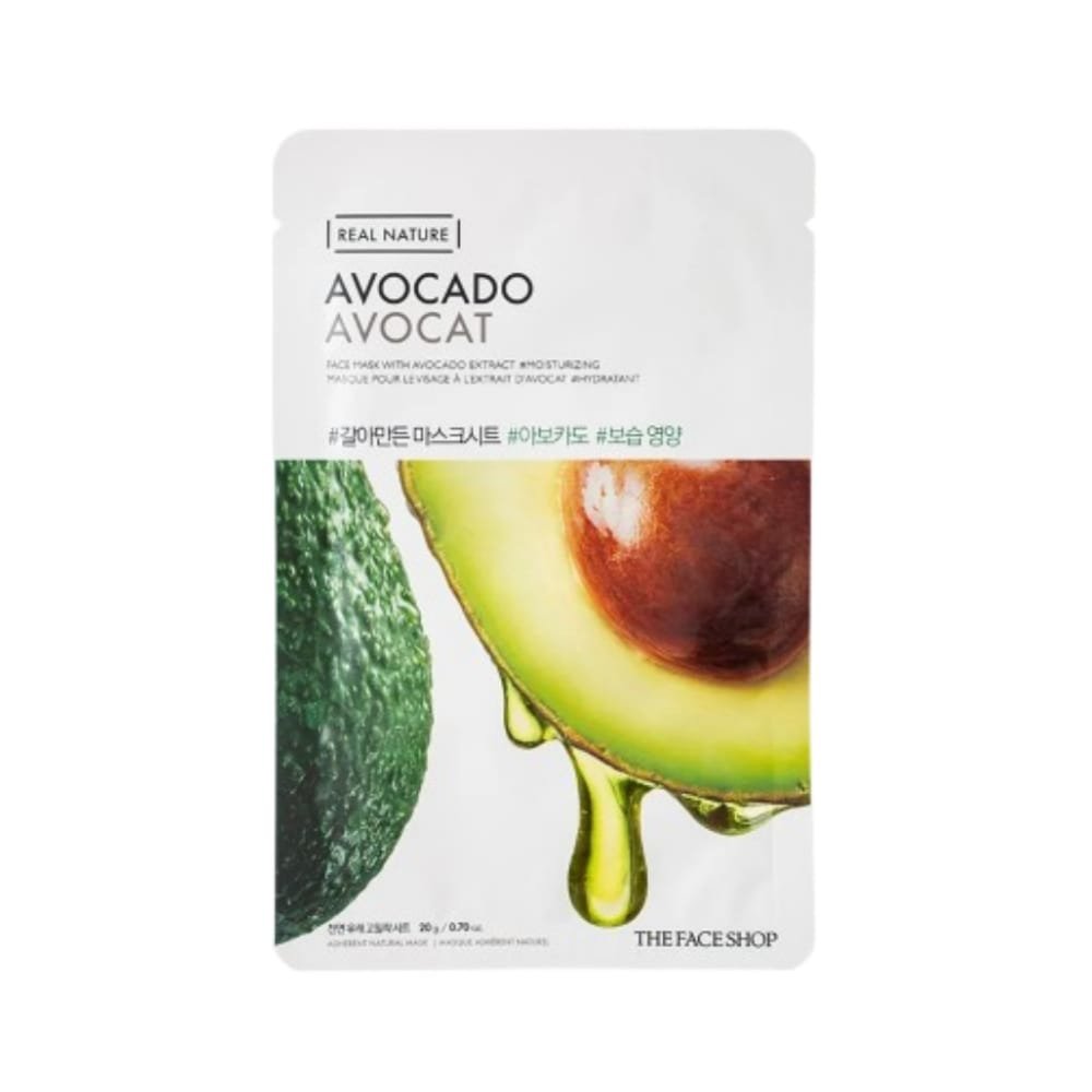 The Face Shop Real Nature Face Mask With Avocado Extract - Lakštinė Veido Kaukė Su Avokadų Ekstraktu