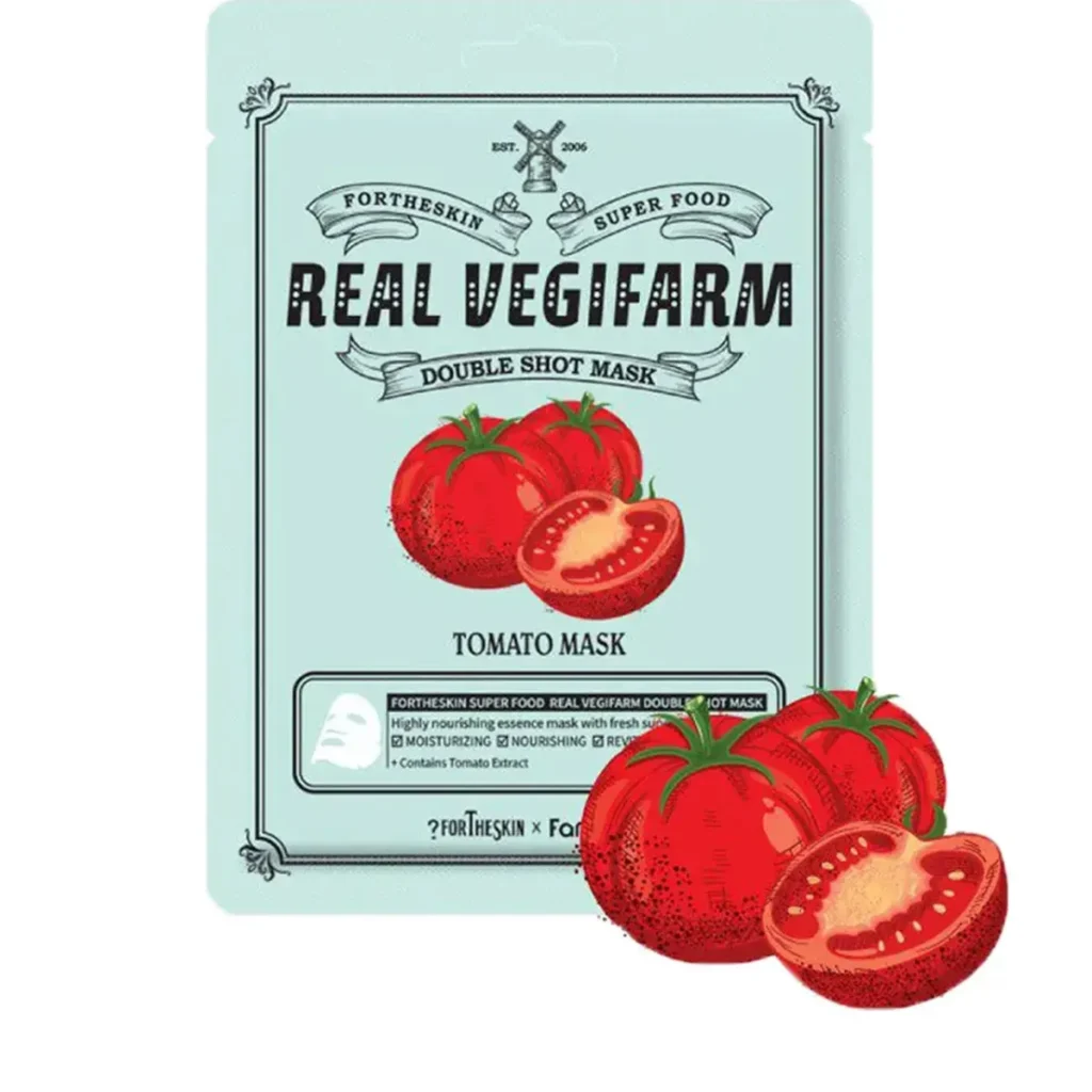 Fortheskin Super Food Real Vegifarm Double Shot Mask Tomato – lakštinė veido kaukė su tomato ekstraktu