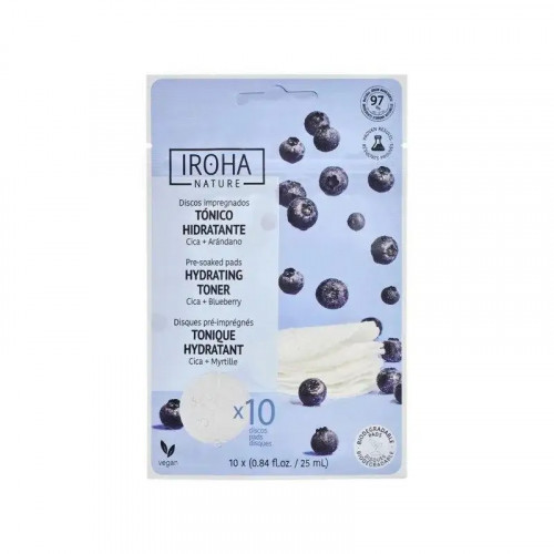 IROHA Nature Hydrating & Soothing Toner Pad Blueberry Veidą drėkinantys padeliai, 10 vnt.