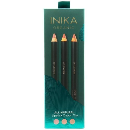 Inika Organic All Natural Lipstick Crayon Trio Lūpų kreidelių dovanų rinkinys, 3x3 g