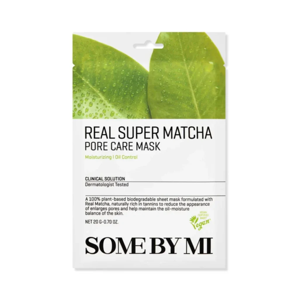 SOME BY MI Real Care Mask Super Matcha Pore – poras sutraukianti veido kaukė