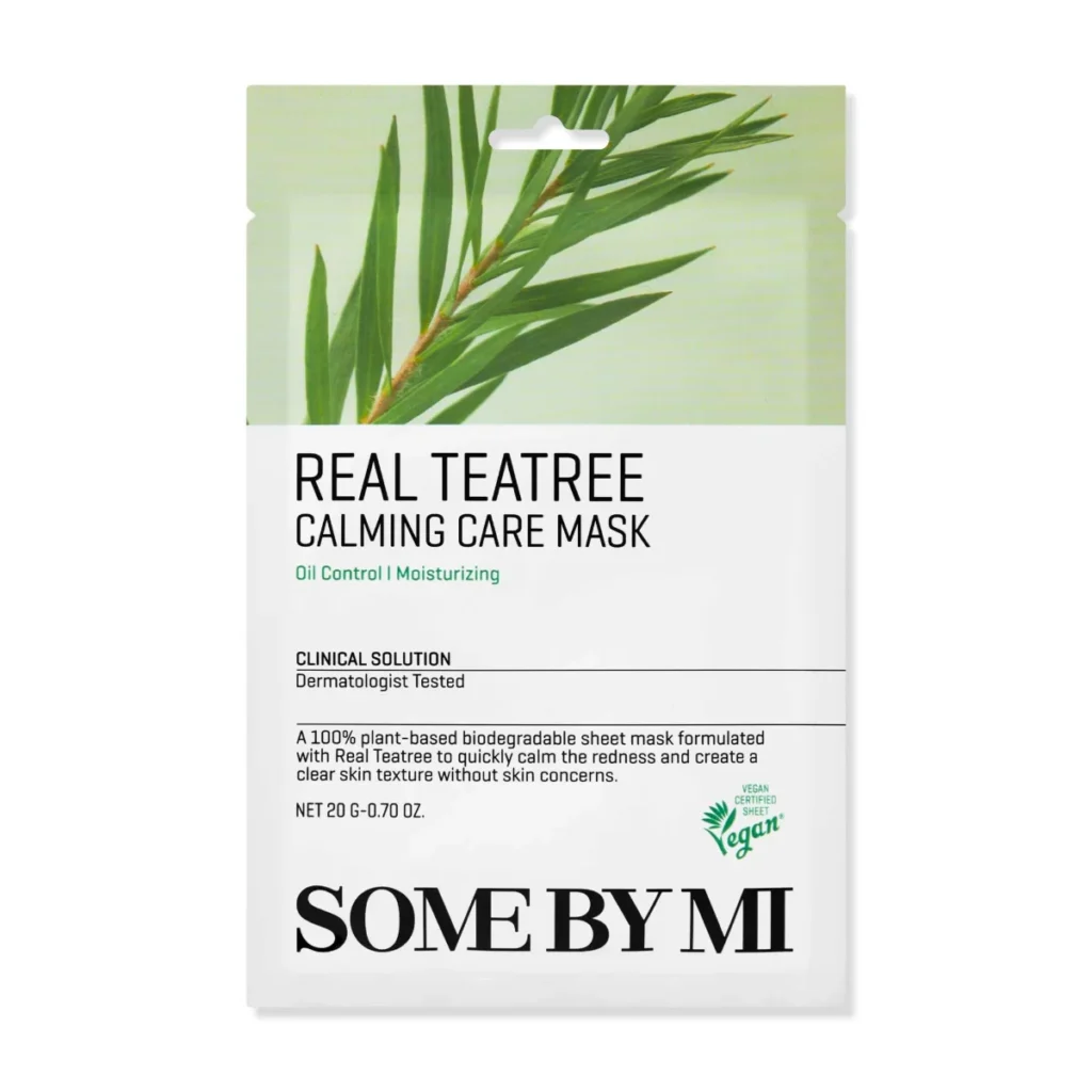 SOME BY MI Real Care Mask Teatree Calming – raminamoji arbatmedžio kaukė