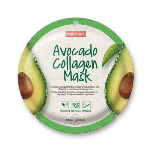 Purederm Avocado Collagen Mask Veido kaukė su avokado ekstraktu, 18g