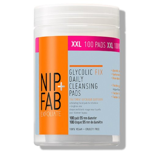 NIP + FAB Glycolic Fix Daily Cleansing Pads Valomieji padeliai veidui, 100vnt