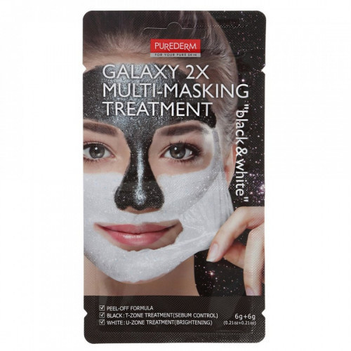 Purederm Galaxy 2X Multi-Masking Treatment Nulupama veido kaukė, Black&White