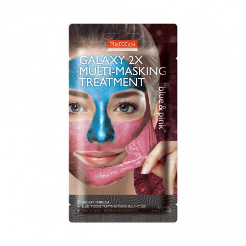 Purederm Galaxy 2X Multi-Masking Treatment Nulupama veido kaukė, Pink&Blue