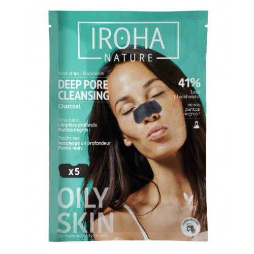 IROHA Black Nose Detox Strips Charcoal Giliai valančios nosies juostelės su anglimi, 5 vnt.