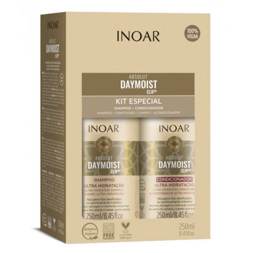 Inoar Daymoist Duo Kit Priemonių rinkinys chemiškai pažeistiems plaukams, 2x250ml