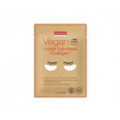Purederm Vegan Under Eye Collagen Mask Veganiška paakių kaukė, 30vnt