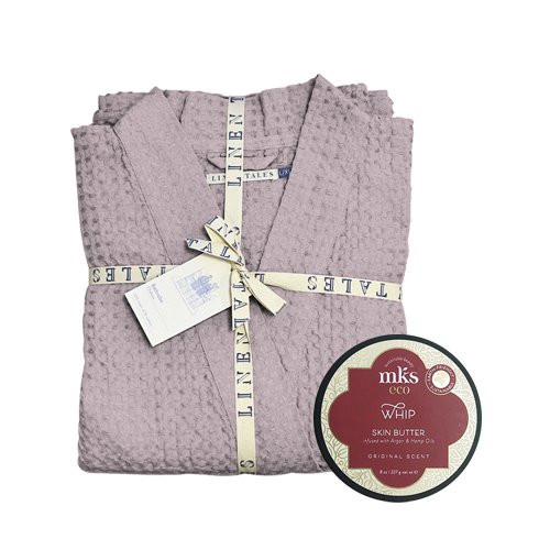 KlipShop Dovanų rinkinys Linen Tales Lininis chalatas + MKS eco Kūno sviestas, L-XL