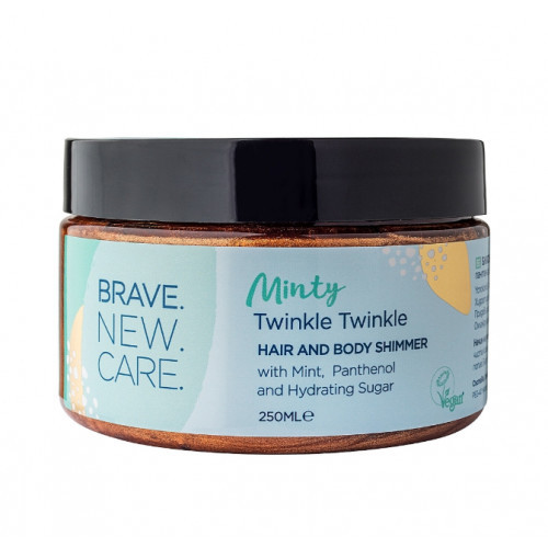 Brave New Hair Minty Twinkle Hair & Body Shimmer Drėkinantis ir raminantis gelis odai ir plaukams, 250ml
