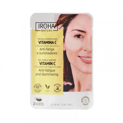 IROHA Nature Eye Contour Patches Vitamin C Cucumber & Hyaluronic Acid Paakių kaukė, 2x8ml