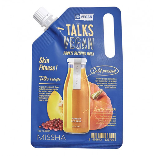 Missha Talks Vegan Squeeze Pocket Sleeping Mask Naktinė veido kaukė, Skin Fitness