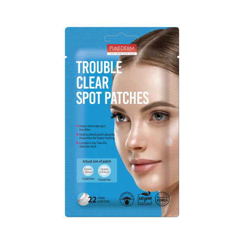 Purederm Trouble Clear Spot Patches Pleistrai nuo spuogų, 22 vnt.