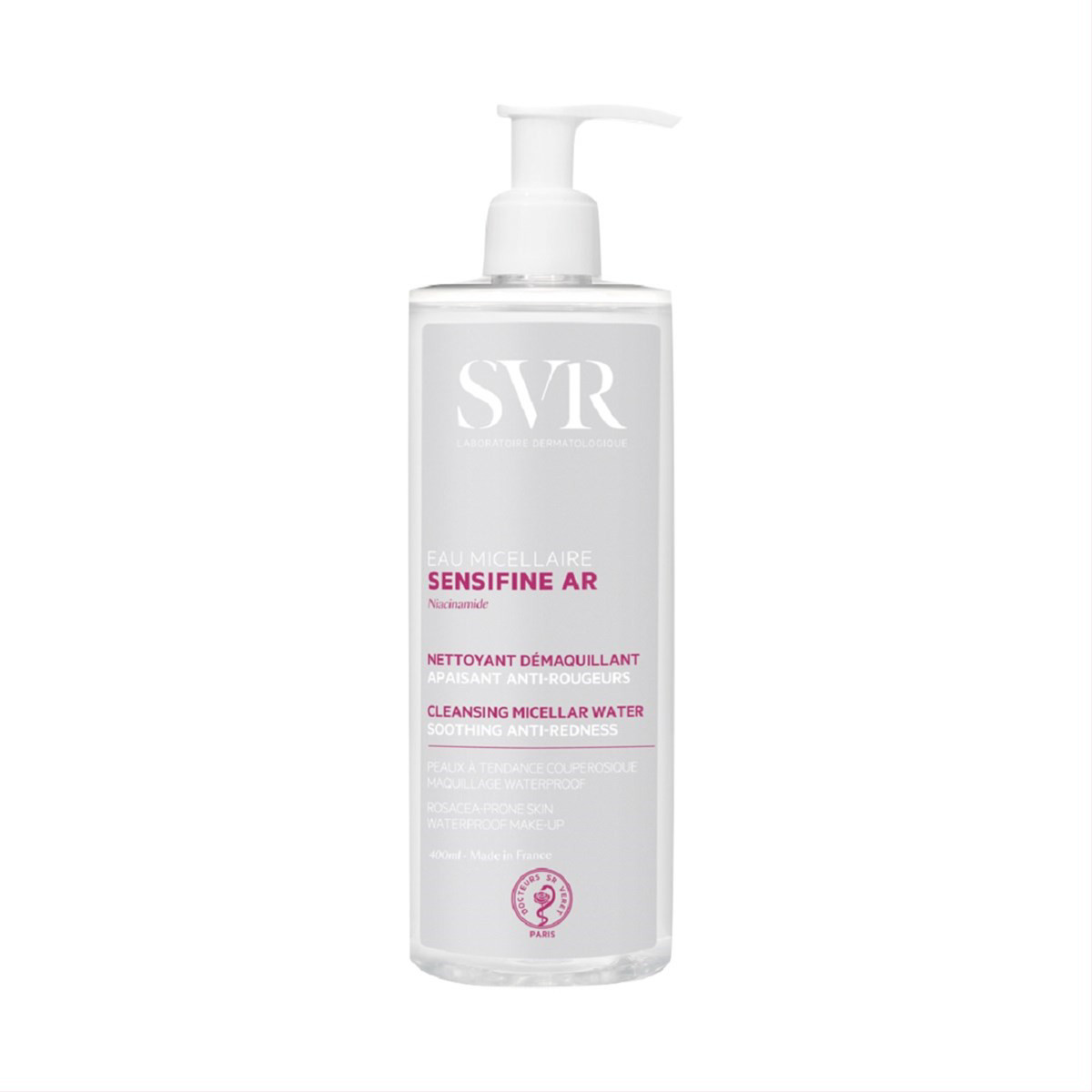 SVR SENSIFINE AR EAU MICELLAIRE, valomasis micelinis vanduo jautriai, rausti linkusiai odai, 400 ml