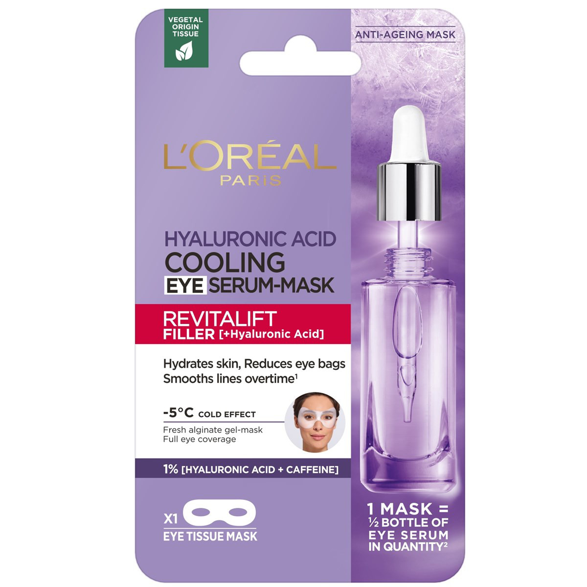 L'Oréal Paris Revitalift Filler, lakštinė paakių kaukė, 11 g