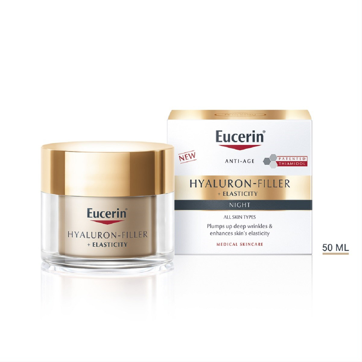 EUCERIN HYALURON-FILLER + ELASTICITY, naktinis kremas, 50 ml