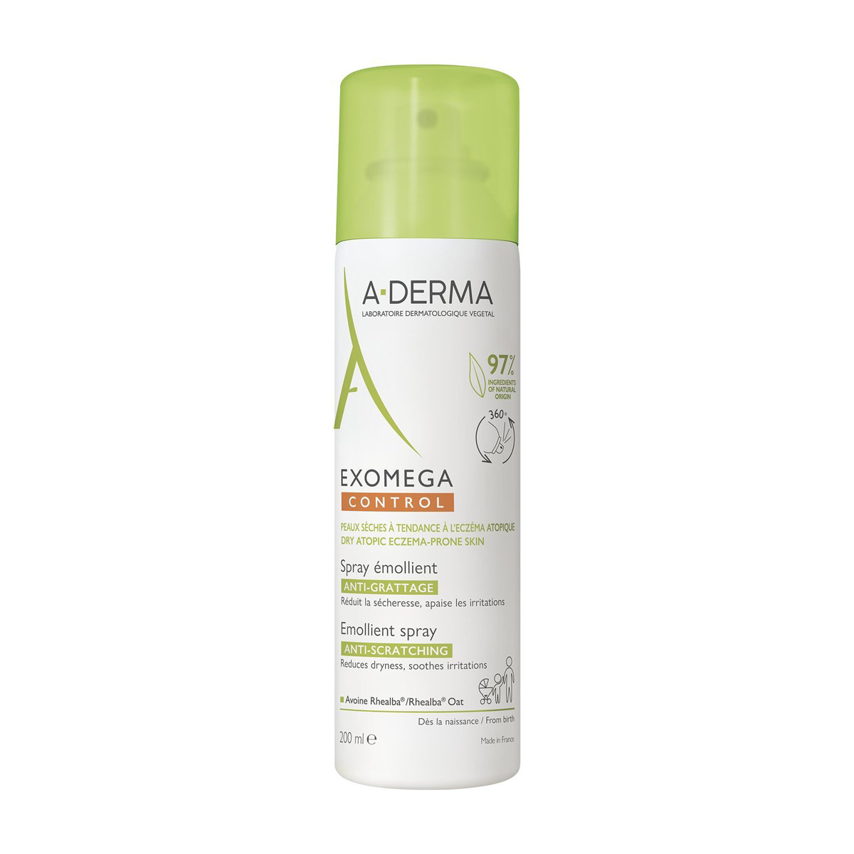 A-DERMA EXOMEGA CONTROL, purškiamas veido ir kūno emolientas, 200 ml