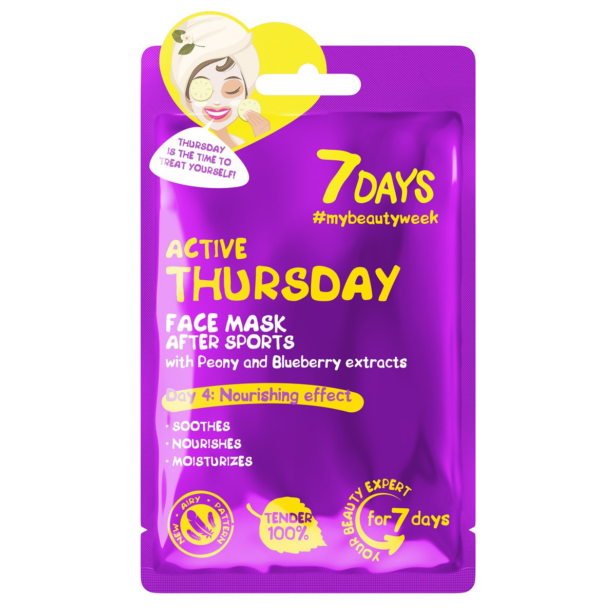 7DAYS AKTYVUS KETVIRTADIENIS, kaukė veidui, 28g