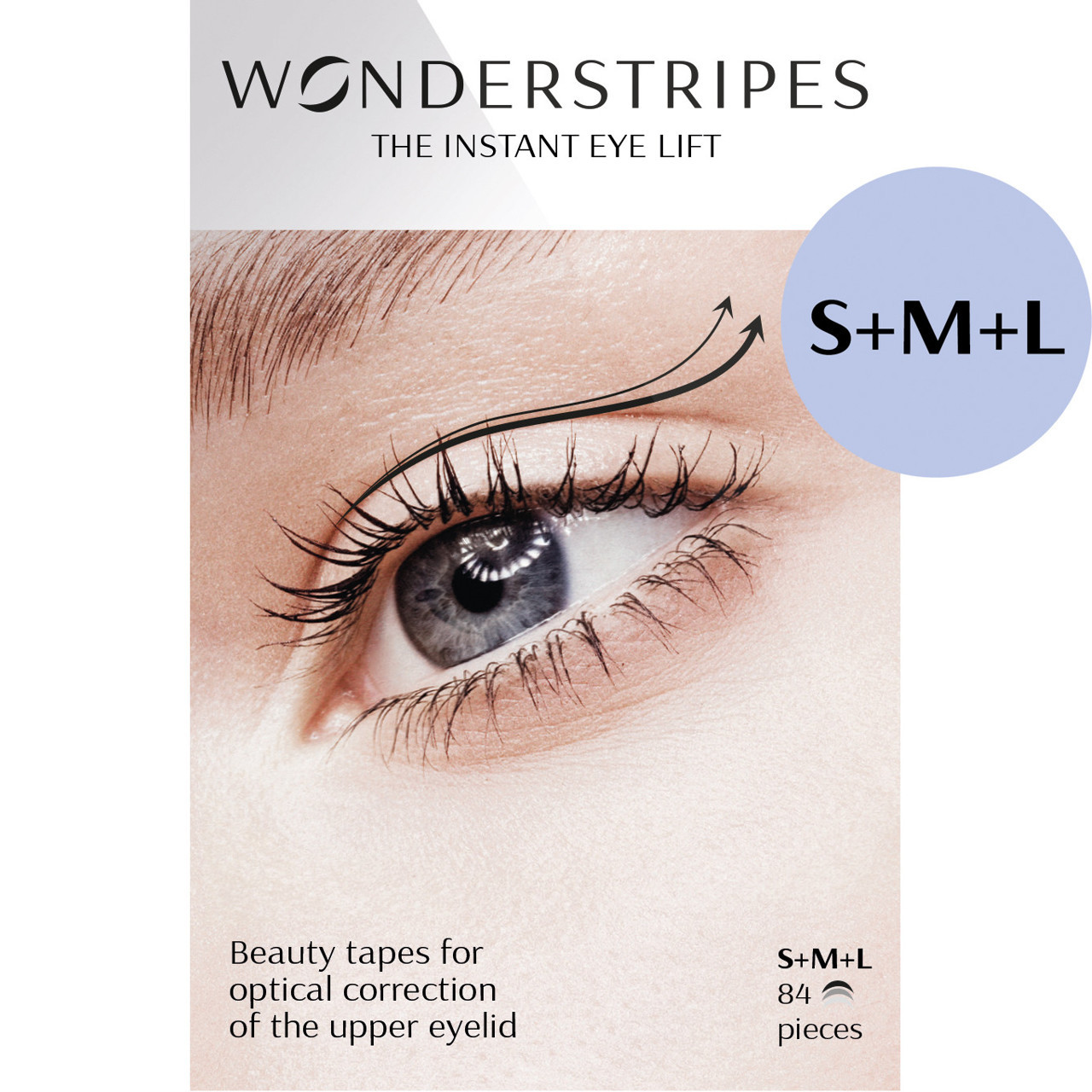 WONDERSTRIPES akių vokus pakeliančios juostelės, S, M, L dydžio, 84 vnt.