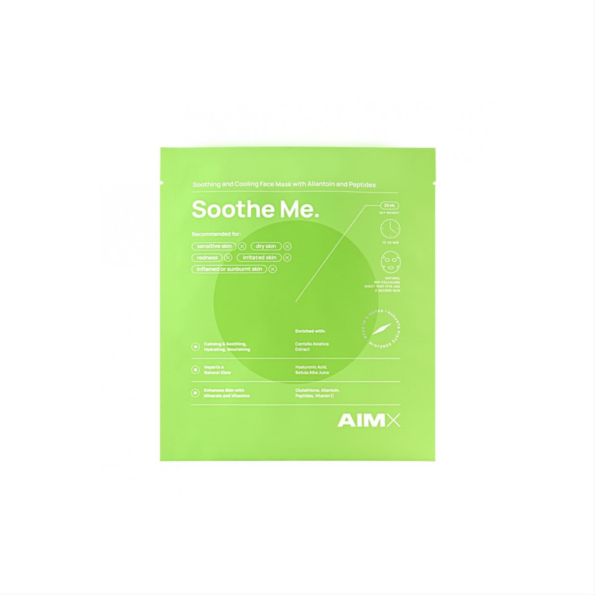 AIMX SOOTHE ME, Greito poveikio raminanti veido kaukė su peptidais