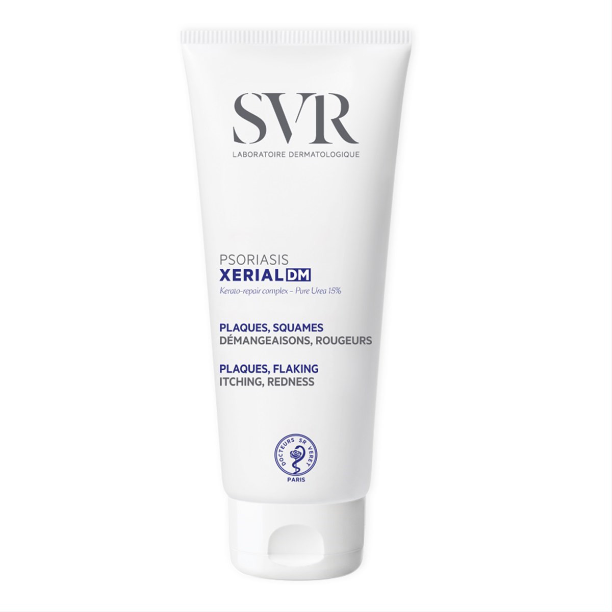 SVR PSORIASIS XERIAL DM,  medicininė priemonė su šlapalu ir egzopolisacharidais simptominiam psoriazės gydymui, 200ml