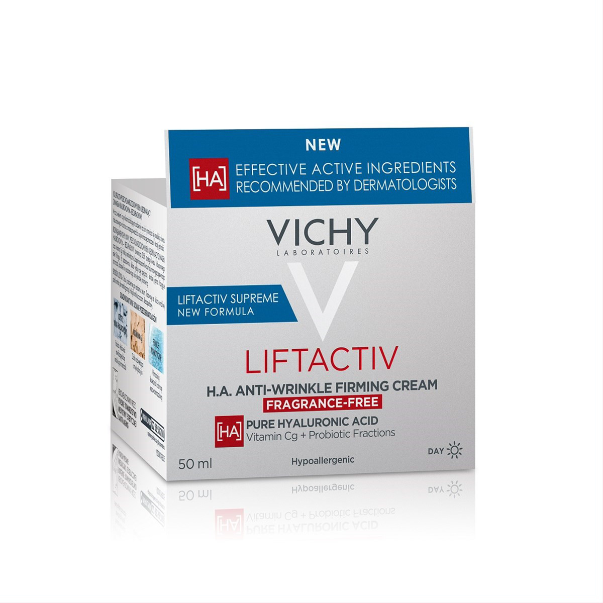 VICHY LIFTACTIV H.A., stangrinamasis kremas nuo raukšlių be kvapiųjų medžiagų, 50ml