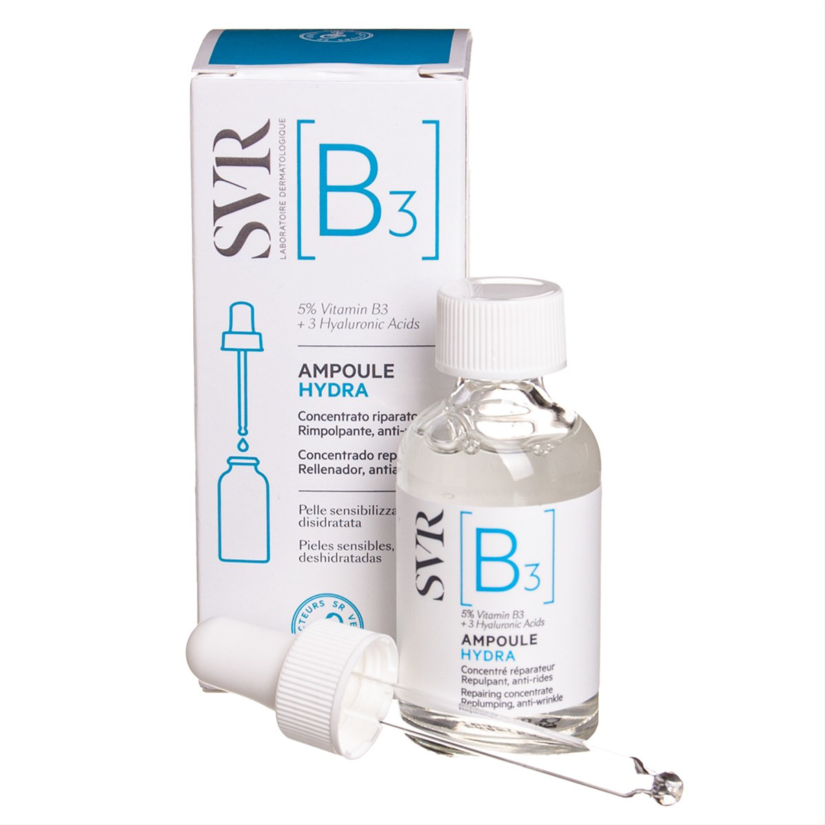 SVR AMPOULE B3 HYDRA, koncentruotas drėkinamasis serumas, 30 ml