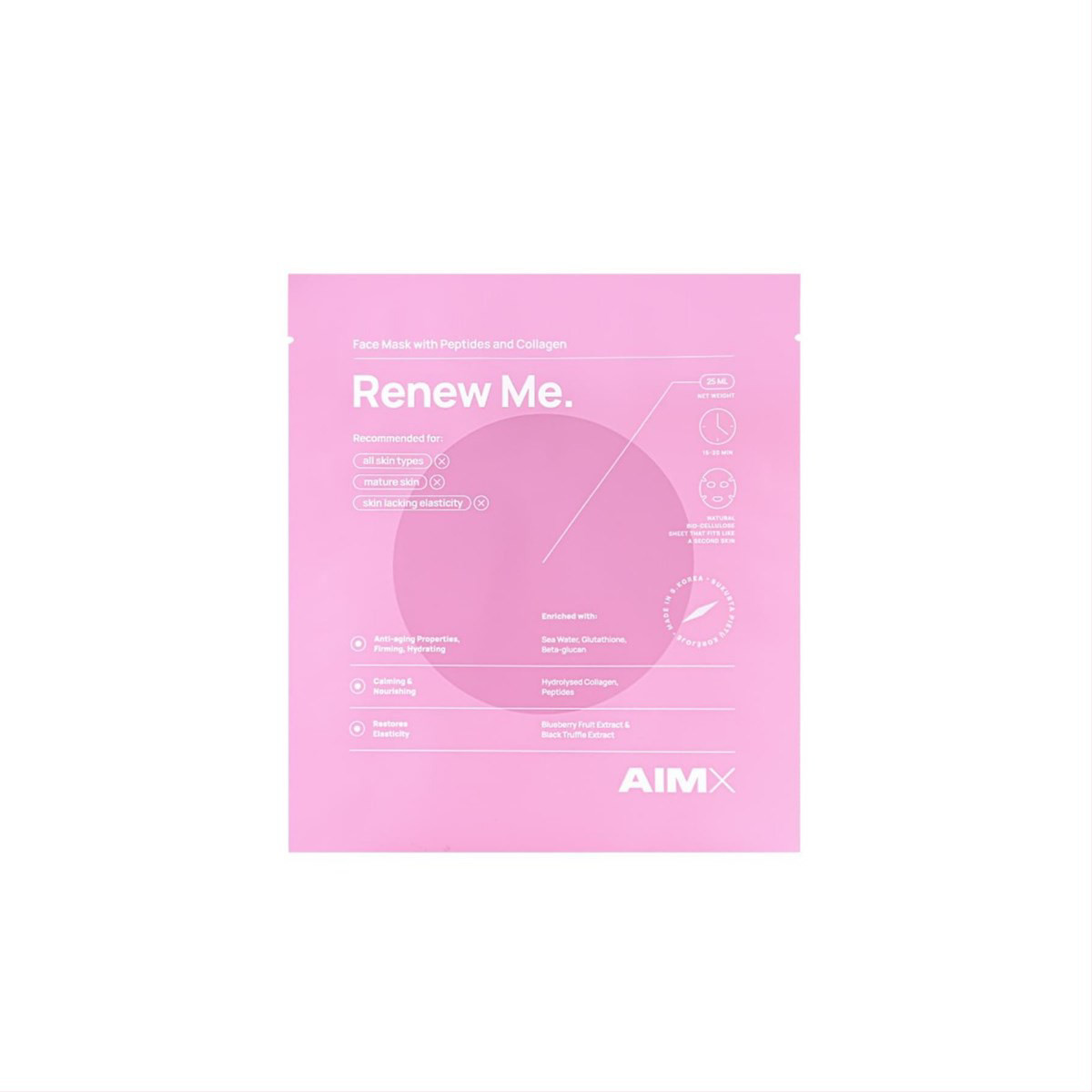 AIMX RENEW ME ANTI-AGING, Greito poveikio veido kaukė su peptidais ir kolagenu