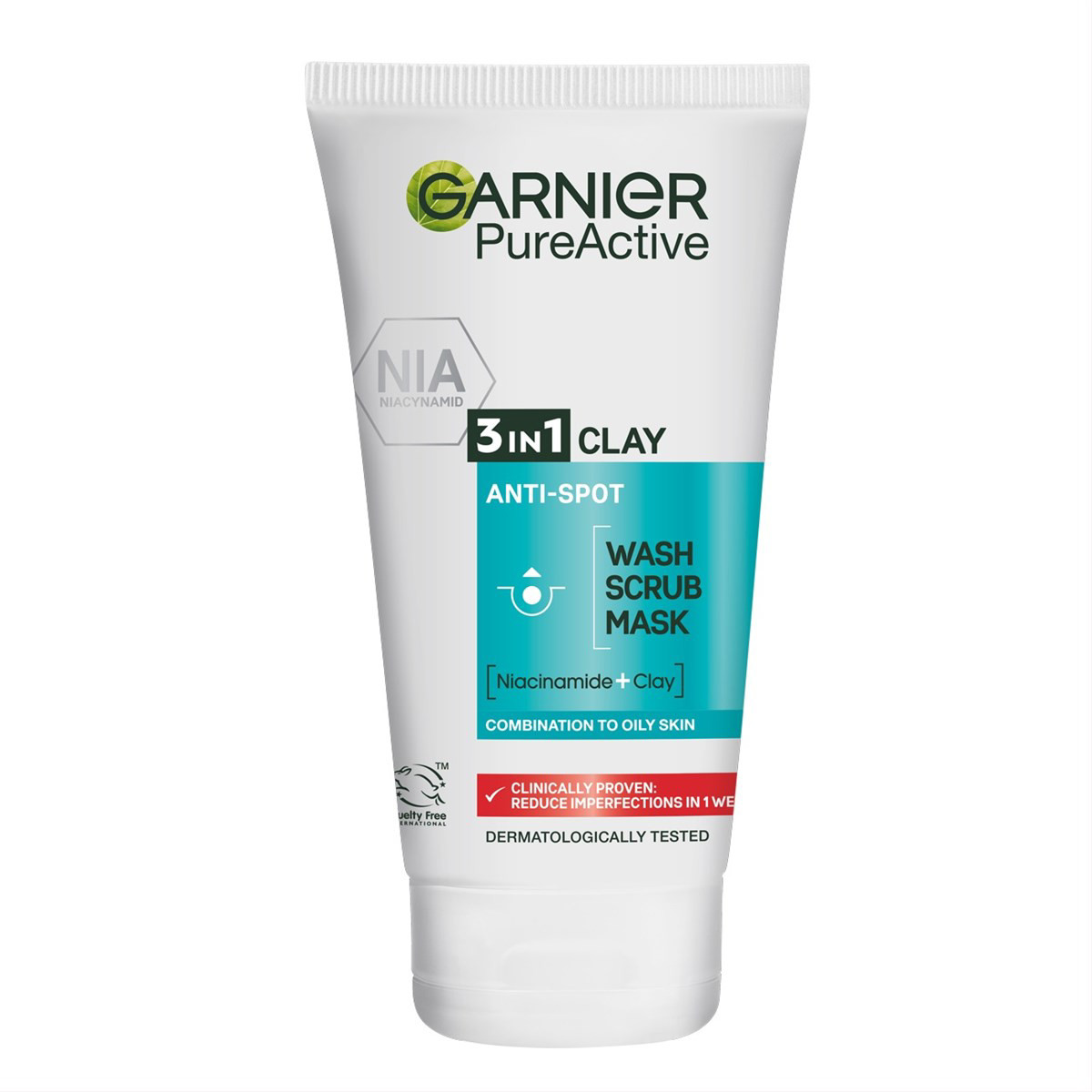 GARNIER PURE 3in1, prausiklis veidui su moliu probleminei odai, 150 ml
