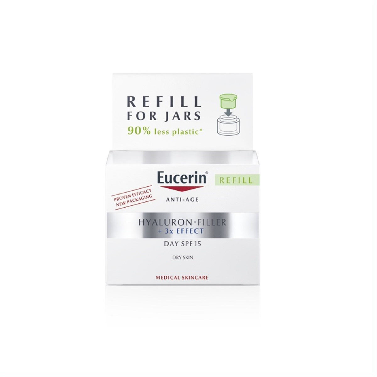 EUCERIN HYALURON FILLER, dieninis kremas sausai odai SPF 15, kremo papildymo pakuotė, 50 ml