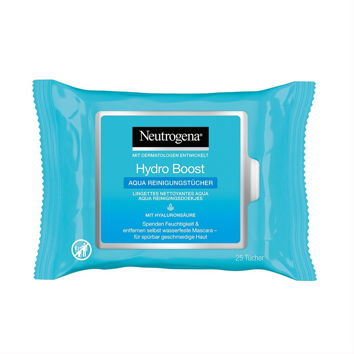 NEUTROGENA HYDRO BOOST, drėkinamosios veido valymo servetėlės, 25 vnt.