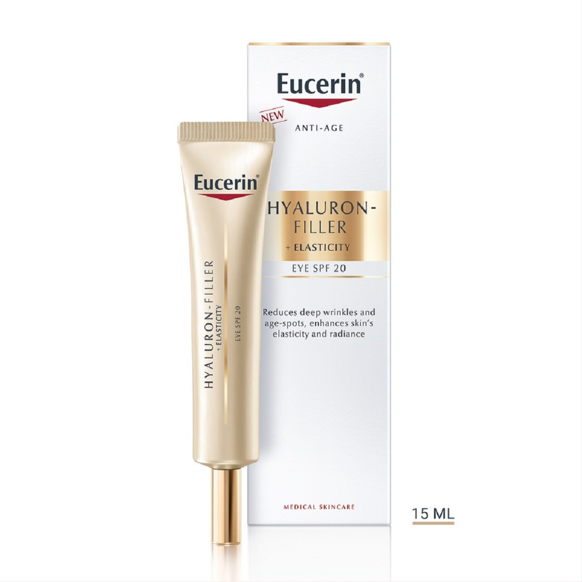 EUCERIN HYALURON - FILLER + ELASTICITY, akių srities kremas, SPF20, 15 ml