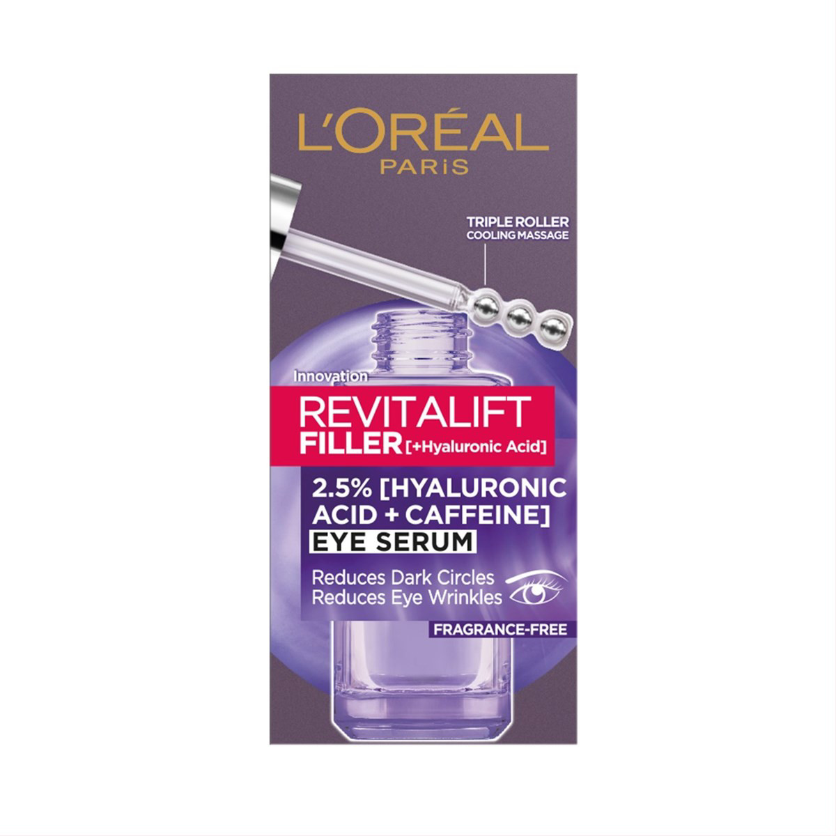 L’ORÉAL PARIS REVITALIFT FILLER, paakių serumas su 2,5% hialurono rūgšties ir kofeinu, 20 ml